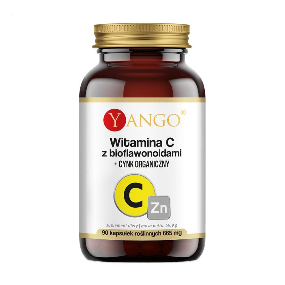 Вітамін С з біофлавоноїдами + органічний цинк Yango Vitamin C with Bioflavonoids + Organic Zinc 665 мг, 90 капсул